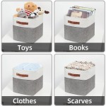 Fabric Cube Storage Baskets Bins Cube Baskets 11x11 Set of 4 Foldable Storage Cube Bin Baskets for Shelves with Handles Bins for Cube Organizer Home Toy Nursery Closet BedroomWhite Gray