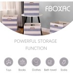 Fboxac Cube Storage Bins 13×13 Fabric Foldable Box with Handles Collapsible Organization Basket Set of 4 Large Capacity Drawer for Closet Shelf Cabinet Bookcase Bedroom Grey-White Stripes