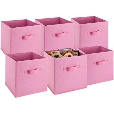 Foldable Cube Storage Bins 6 Pack These Decorative Fabric Storage Cubes are Collapsible and Great Organizer for Shelf Closet or Underbed. Convenient for Clothes or Kids Toy Storage Pink