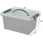 Gloreen 6 Quart Clear Storage Bins with Lid and Green Handle Multipurpose Stackable Plastic Storage Latches Box Containers Set of 2