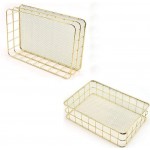 GYY Gold Desktop Metal Storage Basket Storage Box Iron Grid Storage Tray Net Basket Storage Bins for Home Decoration Large