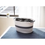 Home Zone Living Woven Basket for Home Storage with 2 Cotton Rope Handles 100% Cotton 13.40” x 10.25” x 7.90” gray ivory VS19575E