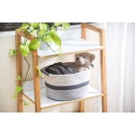 Home Zone Living Woven Basket for Home Storage with 2 Cotton Rope Handles 100% Cotton 13.40” x 10.25” x 7.90” gray ivory VS19575E