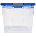HOMZ Snaplock Clear Storage Bin with Lid X Large Latching-64 Quart Set of 2 Blue 2 Pack