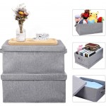 HOONEX Linen Foldable Storage Bins with Lids 2 Pack Storage Boxes with Carrying Handles and Study Heavy Cardboard 16.5" L x 11.8" W x 7.5" H for Toy Shoes Books Clothes Nursery Light Grey