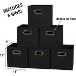 Household Essentials 80-1 Foldable Fabric Storage Bins | Set of 6 Cubby Cubes With Handles | Black