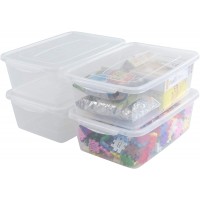 Inhouse 14 Quart Clear Storage Bin Plastic Latching Box Container with Lid Shoe Boxes Set of 4