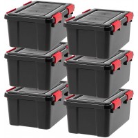 IRIS 19 Quart WEATHERTIGHT Storage Box 6 Pack Black