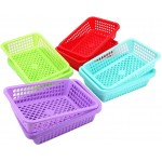 Jucoan 20 Pack Plastic Storage Baskets 10 x 7.1 x 2.5 Inch Colorful Stackable Desktop Organizer Tray Classroom Storage Baskets for Pens Pencils and Crayon