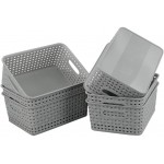 Kiddream Plastic Weave Storage Basket 6-pack Grey Organizing Bin