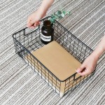 Kingrol 2 Pack Wire Storage Baskets with Handles Metal Organizer Basket Bins for Home Office Nursery Laundry Shelves Organizer
