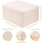 Large Storage Bin with Lids,Decorative Storage Boxes,Fabric Storage Bins with 2 Handle,Storage Box,Use for Organizing Closet Garage Clothes Toys Blankets,Fabric Cotton Linen（3 Pack）
