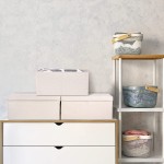Large Storage Bins with Lids Vailando Decorative Storage Boxes Fabric Cotton Linen Collapsible Basket for Bedroom Closet Shelves Office Nursery Beige 2 Pack