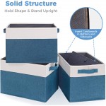 Lifewit Storage Bins Fabric Storage Baskets Collapsible 3 Pack Cube Boxes Shelves Organizers with Sturdy Handles for Closet Living Room Bedroom 15×11×9.6 in Blue