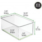 mDesign Closet Stackable Plastic Storage Box with Lid Container for Organizing Mens and Womens Shoes Booties Pumps Sandals Wedges Flats Heels and Accessories 5" High Clear