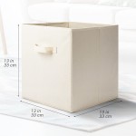 NesTidy 13x13x13 Fabric Storage Cubes Foldable Storage Cubes Organizer with Handle Cubes Storage Bins for Closet and Shelf Beige Pack of 4