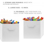 Pomatree 13x13x13 Inch Storage Cubes 4 Pack Large and Sturdy Storage Bins | Dual Handles Foldable | Cube Organizer Bin | Fabric Baskets for Organizing Closet Clothes and Toys White