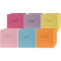 Pomatree 13x13x13 Inch Storage Cubes 6 Pack Fun Colored Large Storage Bins | Dual Handles | Foldable Cube Baskets for Home Kids Room Closet and Toys Organization | Fabric Cube Bin Colorful