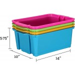 Really Good Stuff Stackable Plastic Book and Organizer Bins for Classroom or Home Use – Sturdy Plastic Baskets in Fun Rainbow Colors Set of 6