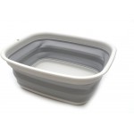 SAMMART 9.45L 2.5 Gallon Collapsible Tub Foldable Dish Tub Portable Washing Basin Space Saving Plastic Washtub Grey M