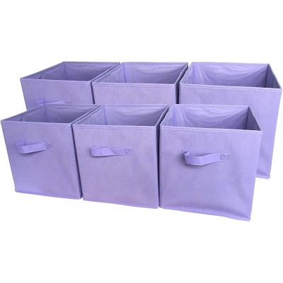 Sodynee Foldable Cloth Storage Cube Basket Bins Organizer Containers Drawers 6 Pack Light Purple