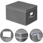 SONGMICS Set of 3 Fabric Storage Bins with Lids Foldable Storage Boxes with Lids Fabric Cubes with Label Holders Storage Bins Organizer 11.8 x 15.7 x 9.8 Inches Smoky Gray URYLB40G