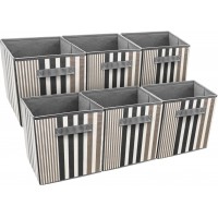 Sorbus® Foldable Storage Cube Basket Bin Vertical Stripe Line Pattern 6 Pack Black