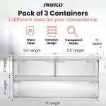 Stackable Storage Bins by Swissco | Set of 3 Storage Containers | Plastic Storage Bins with Lids Clear Organization Bins for Desk Pantry and Closet | White
