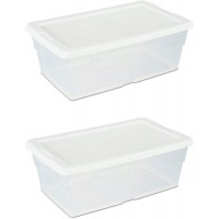 Sterilite 16428012 6 Quart 5.7 Liter Storage Box White Lid with Clear Base Pack of 2