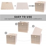 Storage Bins Storage Cubes,13×13 Fabric Drawers Organizer Basket Boxes Containers 13×13×13 4pcs Cream gold geometry Pattern