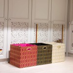 Storage Bins Storage Cubes,13×13 Fabric Drawers Organizer Basket Boxes Containers 13×13×13 4pcs Cream gold geometry Pattern