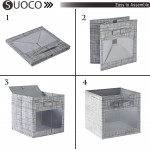 SUOCO 13x13x13 Cube Storage Bins with Windows Set of 6 Foldable Fabric Boxes Container Baskets Drawers for Shelves Closet Organizers Nursery and Kids Room Gery