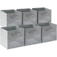 SUOCO 13x13x13 Cube Storage Bins with Windows Set of 6 Foldable Fabric Boxes Container Baskets Drawers for Shelves Closet Organizers Nursery and Kids Room Gery