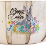 The Lakeside Collection Wooden Easter Basket with Screen Print Motif and Carrying Handle