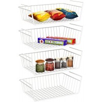 Under Shelf Basket Swedecor 4 Pack Storage Under Cabinet Shelf Wire Basket pantry organizer under cabinet baskets for storage White