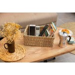 VATIMA Large Wicker Basket Rectangular with Wooden Handles Seagrass Basket Storage Natural Baskets for Organizing Wicker Baskets for Shelves 15.5 x 10.6 x 5.5 inches
