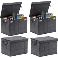 VENO 4 Pack Large Collapsible Storage Bin with Lid Decorative Box Cube Organizer Container for Home Office Shelf Closet Toys Clothes Sundries Reusable and Sustainable BLK WIN Set of 4