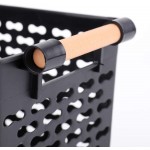 Yesland 6 Pack Plastic Storage Basket Black Basket Organizer Bin with Handles for Home Office Closet