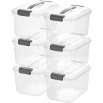 ZHENFAN 5.5 Qt Clear Storage Latch Box Bin with Lids 6-Pack Plastic Organize Bins Handle