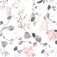 Blooming Wall DPY53 Removable Watercolor Boho Fresh Gray Leaves Textured Peel and Stick Wallpaper Self-Adhesive Prepasted Wallpaper