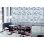 Dimoon 394’’x17.7’’ Thicken Wallpaper Peel and Stick Wallpaper Blue White Contact Paper Flower Tile Removable Wall Paper Waterproof Covering Embossed Self Adhesive Wallpaper Shelf Liner Vinyl Roll
