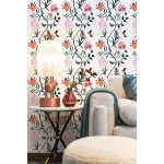 Floral Peel and Stick Wallpaper Floral Vintage Contact Paper Decorative Self Adhesive Removable Wallpaper 17.7”×78.7” Vintage White Flower and Bird Wallpaper for Furniture Renovation Vinyl Film