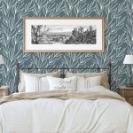Hall & Perry Peel and Stick Removable Wallpaper in Floret Pattern Blue- 17.71 in x 198 in Roll