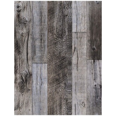 HaokHome 92048-1 Peel and Stick Wood Plank Wallpaper Shiplap 17.7in x 9.8ft Grey Vinyl Self Adhesive Decorative