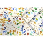 HaokHome 93047 Floral Peel and Stick Wallpaper Colorful Forest Beige Orange Blue Removable Contactpaper for Nursery Decorations 17.7in x 118in