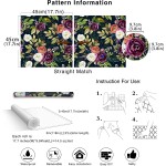 HaokHome 93142 Vintage Peel and Stick Wallpaper Floral Peony Black Fuchsia Green Removable Stick on Home Decor 17.7in x 118in