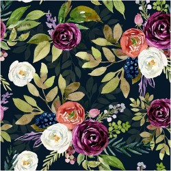 HaokHome 93142 Vintage Peel and Stick Wallpaper Floral Peony Black Fuchsia Green Removable Stick on Home Decor 17.7in x 118in