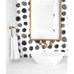 HaokHome 96099-2 Watercolor Brush Strokes Dots Peel and Stick Wallpaper Removable Indigo Black White Vinyl Self Adhesive Mural 17.7in x 9.8ft