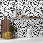 Jeweluck Black and White Peel and Stick Wallpaper Dot Wallpaper 17.7 inch × 196.8 inch Modern Dot Contact Paper Self Adhesive Removable Wallpaper Stick and Peel for Bedroom Decorative Wall Paper Vinyl