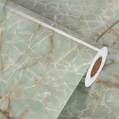 LIKILIKI Marble Wallpaper Peel and Stick 21.5" x 393" Green Marble Contact Paper for Countertops Waterproof Removable Countertop Contact Paper Granite Self Adhesive Film for Cabinets Easy to Clean